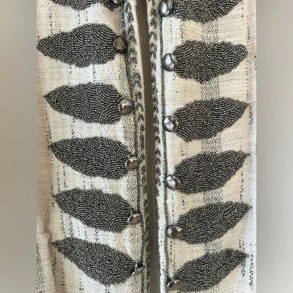 ZARA Embellished Beaded Boho Military Vest | Size Small - Picture 4 of 9